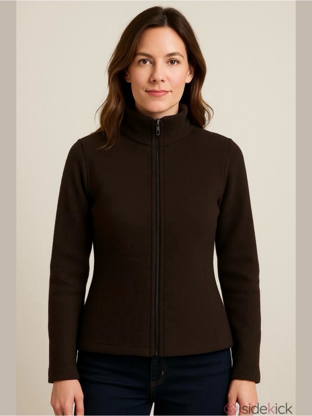 LIDA Baday dark soft brown 100% wool lined zip jacket Size 8